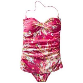 Clean Water Womens 1 Piece Floral Print Swim Dress  Pink L