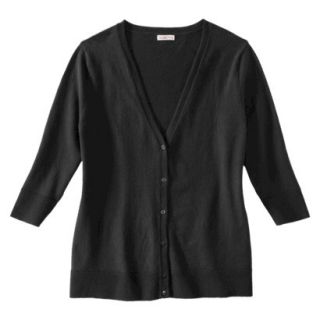 Merona Womens Plus Size 3/4 Sleeve Crew Neck Cardigan Sweater   Black 4