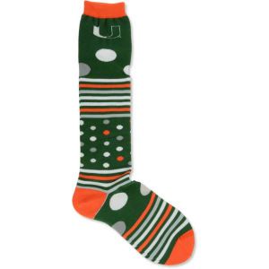 Miami Hurricanes For Bare Feet Dots and Stripes 538 Socks