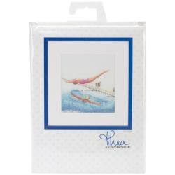 Swimming On Linen Counted Cross Stitch Kit  6 1/4 X6 3/4 36 Count