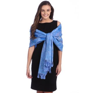 Selection Privee Paris Womens Emilie Blue Paisley Wool Wrap