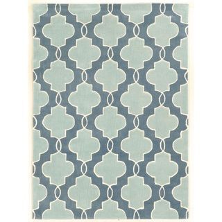 Trio Collection Moroccan Blue/ Ivory Area Rug (2 X 3)