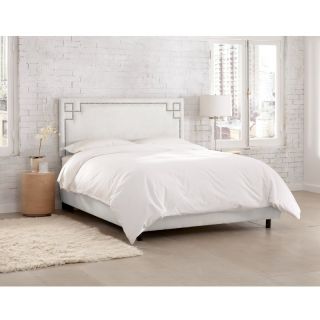 Skyline Geometric Nail Button Upholstered Bed Premier White   591GNBED PWPRMWHT,