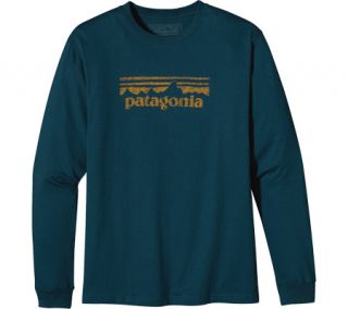 Mens Patagonia L/S Stamp Logo T Shirt   Tidal Teal Cotton Shirts