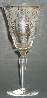 Morgantown Milan Water Goblet   Stem #7668, Etched Floral & Urn Design