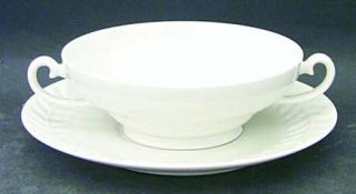 Haviland Camellia Footed Cream Soup Bowl & Saucer Set, Fine China Dinnerware   N