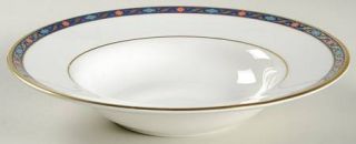 Royal Doulton Kendal Rim Soup Bowl, Fine China Dinnerware   Green & Orange Flowe