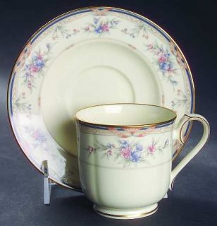 Noritake Lylewood Footed Cup & Saucer Set, Fine China Dinnerware   Ivory Bone, P