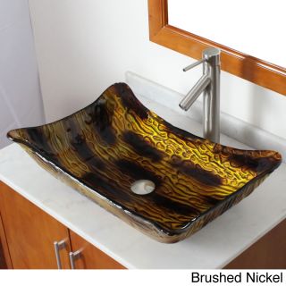 Elite 107e2659 Modern Design Tempered Glass Bathroom Vessel Sink With Faucet Combo