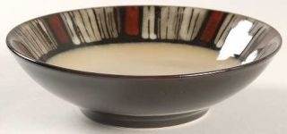 Pfaltzgraff Payson Soup/Cereal Bowl, Fine China Dinnerware   Black & Red Stripe