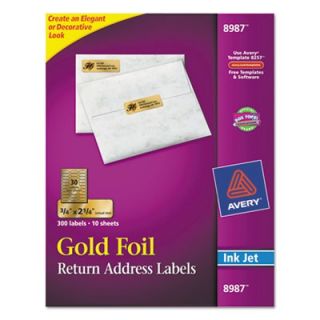 Avery Labels Foil Mailing Labels, 3/4 x 2 1/4, Gold (8987)