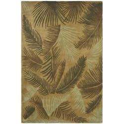 Handmade Ferns Gold New Zealand Wool Rug (83 X 11)