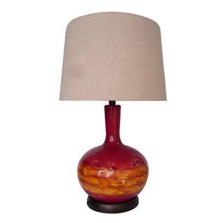 Integrity 26 inch Red And Orange Blown Glass Table Lamp With Night Light (Red and orangeMaterials CeramicDimensions 26 inches high x 16 inches wide x 18 inches deep )