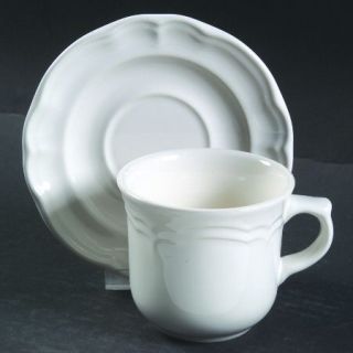 Pfaltzgraff Gazebo White Flat Cup & Saucer Set, Fine China Dinnerware   All Whit