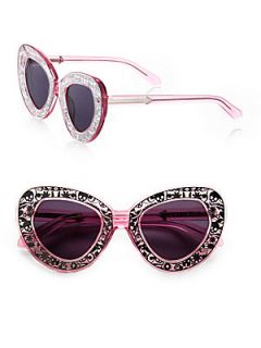 Karen Walker Intergalactic Plastic Cats Eye Sunglasses   Pink Silver