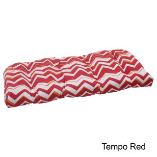 Pillow Perfect Tempo Polyester Tufted Outdoor Wicker Loveseat Cushion (Red, navyMaterials 100 percent spun polyesterFill 100 percent polyester fiberClosure Sewn seamWeather resistant YesUV protection Care instructions Spot clean/hand wash with mild d