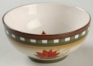 Pfaltzgraff Woodlands Soup/Cereal Bowl, Fine China Dinnerware   Poinsettia,Birds