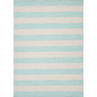 Handmade Flat Weave Stripe Pattern Blue Rug (4 X 6)