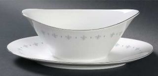 Mikasa Blue Elegance Gravy Boat with Attached Underplate, Fine China Dinnerware