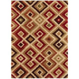 Meticulously Woven Contemporary Pereira Multi Colored Geometric Shag Rug (3 X 5)
