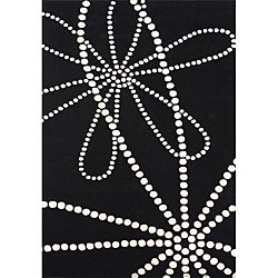 Hand tufted Floridly Black Wool Rug (5 X 8)