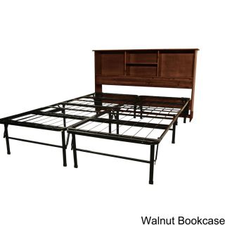 Durabed Full size Steel Folding Platform Bed With Wood Bookcase Headboard