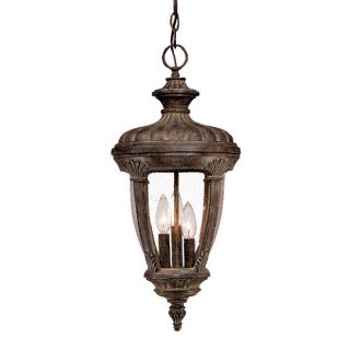Monte Carlo Collection Hanging Lantern 3 light Outdoor Black Coral Light Fixture