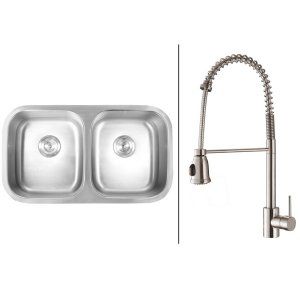 Ruvati RVC2528 Combo Stainless Steel Kitchen Sink and Stainless Steel Set