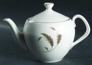 Royal Worcester September Teapot & Lid, Fine China Dinnerware   Gray Leaves With