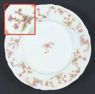 Royal Saxony Ryx2 Dinner Plate, Fine China Dinnerware   Pink Flowers, Blue Scrol