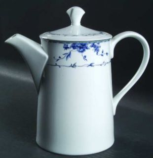 Mikasa Regency Hall Coffee Pot & Lid, Fine China Dinnerware   Blue Floral Rim, G