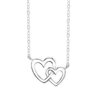 Sterling Silver Chain with Double Heart Pendant   Silver