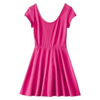 Mossimo Supply Co. Juniors Short Sleeve Fit & Flare Dress   Vivid Pink L(11 13)