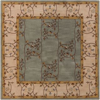 Hand tufted Calhoun Slate Grey Wool Traditional Floral Rug (6 Square)