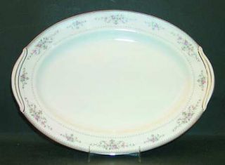 Noritake Delburne 13 Oval Serving Platter, Fine China Dinnerware   Pink & Blue