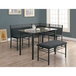 Grey Marble/ Charcoal Metal 3 piece Dining Set