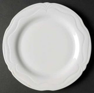 Goebel Plaza White Luncheon Plate, Fine China Dinnerware   All White, Embossed R