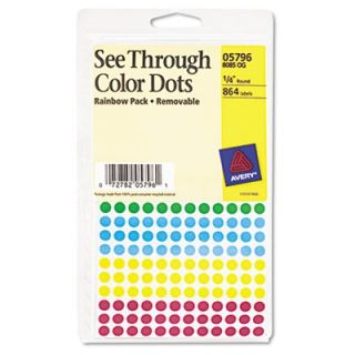 Avery Color Dots See Through Removable Color Dots, 1/4 dia., Assorted Colors