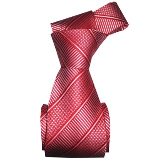 Dmitry Mens Red Stripe Patterned Italian Silk Tie