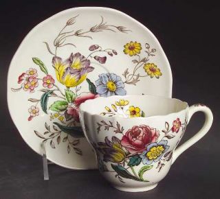Spode Gainsborough (Marlborough) Flat Cup & Saucer Set, Fine China Dinnerware  