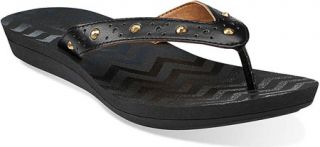 Womens Clarks Solar Epic   Black Synthetic Thong Sandals