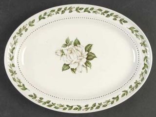 Hall Cameo Rose 11 Oval Serving Platter, Fine China Dinnerware   White Rose And