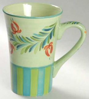 Gail Pittman Provence Latte Mug, Fine China Dinnerware   Laurel Ring,Flowers,Gre