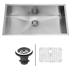 Vigo 32 inch Undermount Stainless Steel Kitchen Sink, Grid And Strainer
