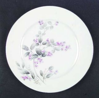 Kyoto Diana Dinner Plate, Fine China Dinnerware   Pink Flowers With Gray Leaves