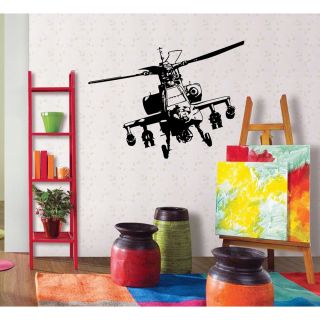 Gun Helicopter Vinyl Wall Decor Decal (Glossy blackIncludes One (1) wall decalDimensions 35 inches long x 25 inches wideEasy to apply )