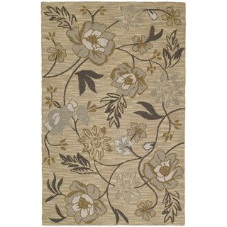 Lawrence Wheat Floral Hand tufted Wool Rug (8 X 11)