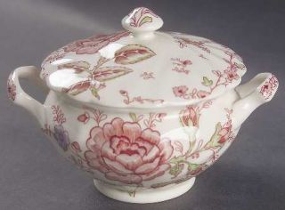 Johnson Brothers Rose Chintz Pink (England 1883 Stamp) Sugar Bowl & Lid, Fine
