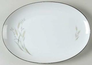 Nasco (Japan) Saxony 12 Oval Serving Platter, Fine China Dinnerware   Yellow Wh