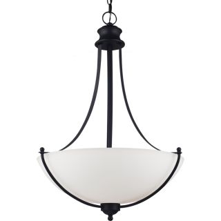 Uptown 3 light Blacksmith Uplight Pendant With Satin Etched Glass